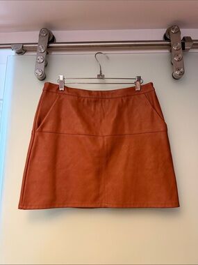 Classic Faux Leather Mini Skirt in Rust